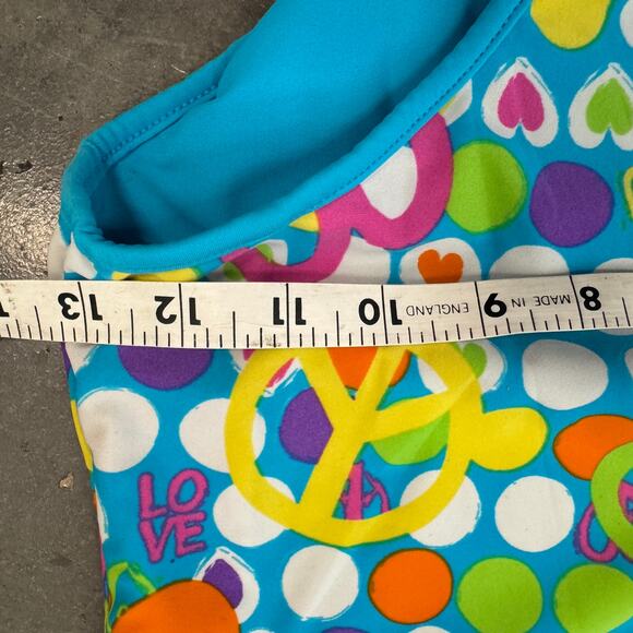 Vintage Y2K Laguna Retro Peace Sign Heart Blue One Piece Swimsuit Bikini Small - Picture 5 of 5